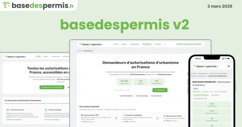 Illustration avec différentes captures d'écrans de la v2 du site basedespermis sur ordinateur et mobile